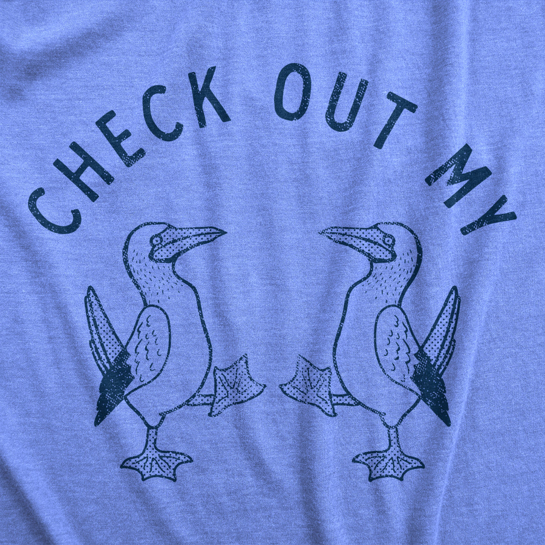 Mens Check Out My Boobies T Shirt Funny Sarcastic Blue Footed Boobies Novelty Tee For Guys Image 2