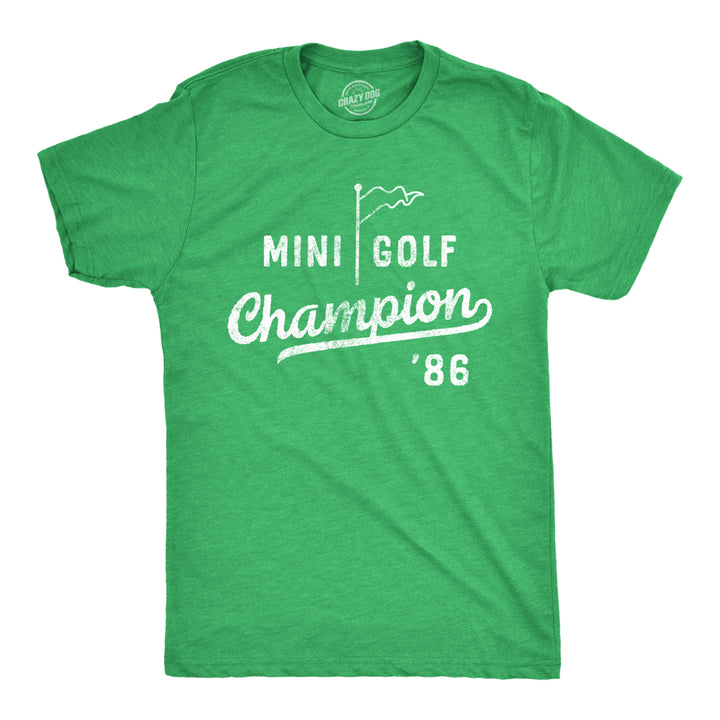 Mens Mini Golf Champion T Shirt Funny Retro Putt Putt Champ Graphic Tee For Guys Image 1