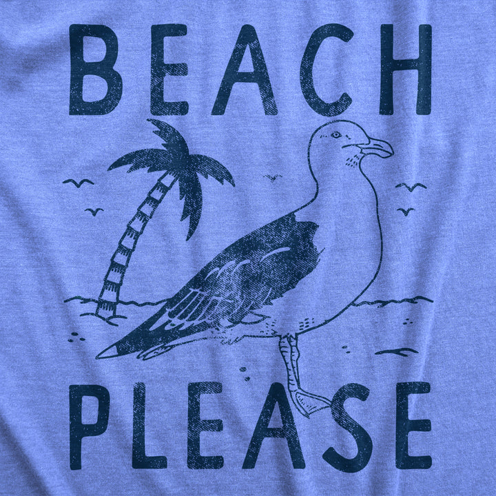 Mens Beach Please T Shirt Funny Sarcastic Tropical Seagull Graphic Novelty Tee For Guys Image 2