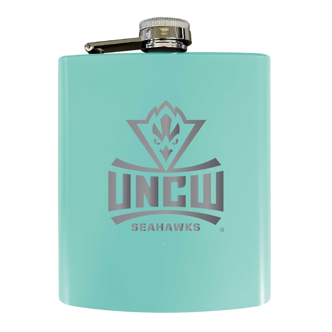 North Carolina Wilmington Seahawks Stainless Steel Etched Flask 7 oz - Officially LicensedChoose Your ColorMatte Finish Image 4