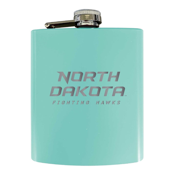 North Dakota Fighting Hawks Stainless Steel Etched Flask 7 oz - Officially Licensed Choose Your Color Matte Finish Image 4