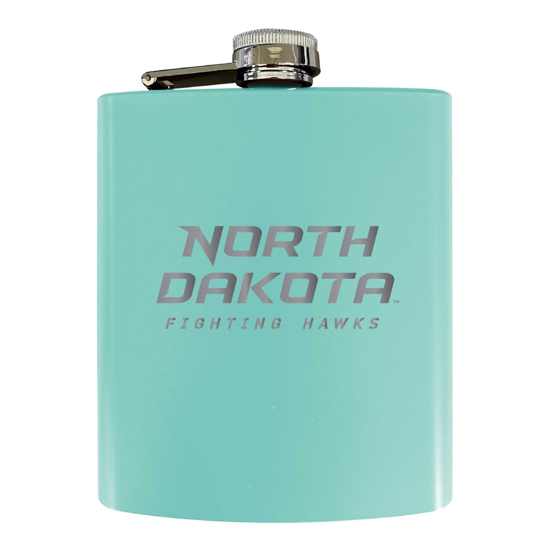 North Dakota Fighting Hawks Stainless Steel Etched Flask 7 oz - Officially Licensed Choose Your Color Matte Finish Image 1