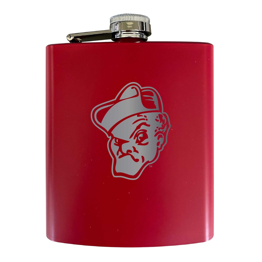 Ohio Wesleyan University Stainless Steel Etched Flask 7 oz - Officially Licensed Choose Your Color Matte Finish Image 3