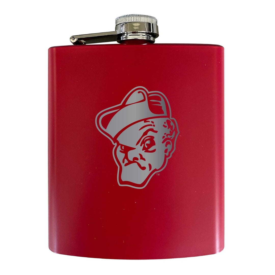 Ohio Wesleyan University Stainless Steel Etched Flask 7 oz - Officially Licensed Choose Your Color Matte Finish Image 1