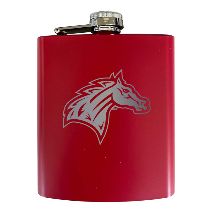 Rider University Broncs Stainless Steel Etched Flask 7 oz - Officially Licensed Choose Your Color Matte Finish Image 1