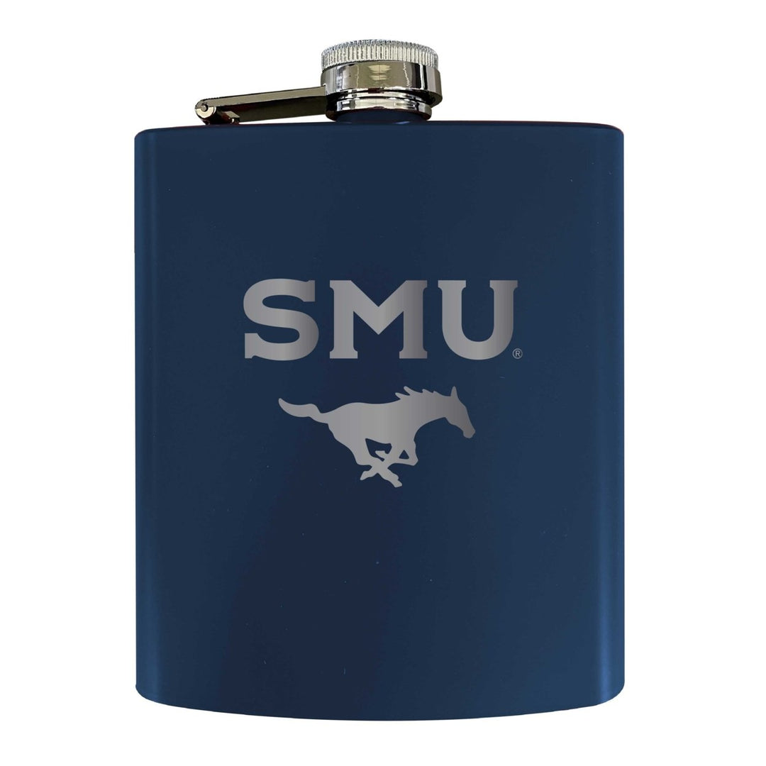 Southern Methodist University Stainless Steel Etched Flask 7 oz - Officially Licensed Choose Your Color Matte Finish Image 2