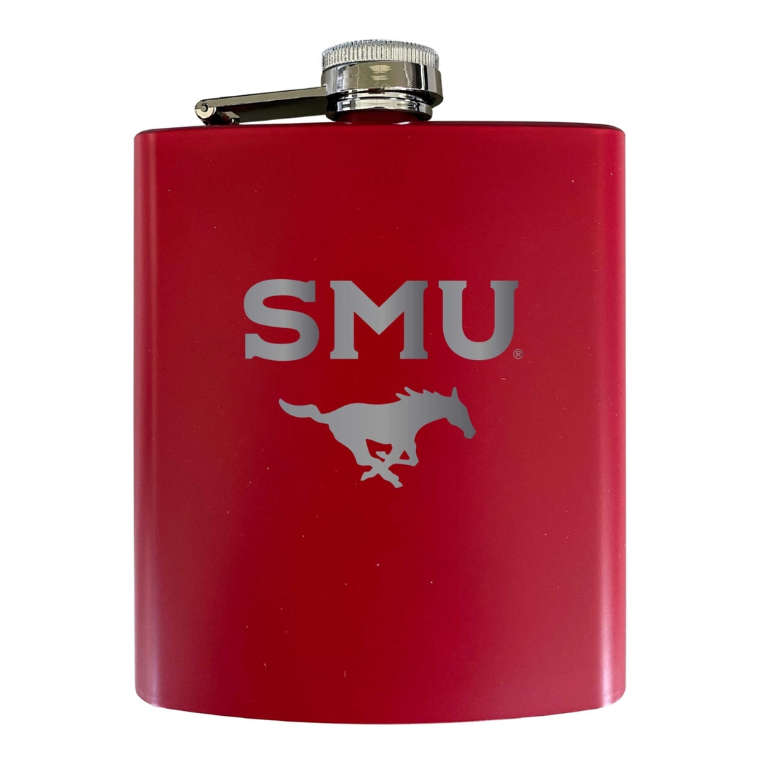 Southern Methodist University Stainless Steel Etched Flask 7 oz - Officially Licensed Choose Your Color Matte Finish Image 3