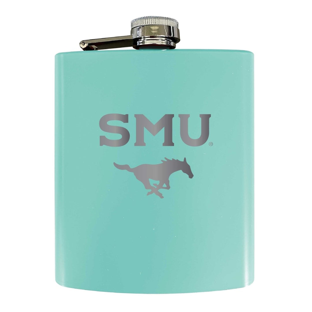 Southern Methodist University Stainless Steel Etched Flask 7 oz - Officially Licensed Choose Your Color Matte Finish Image 1