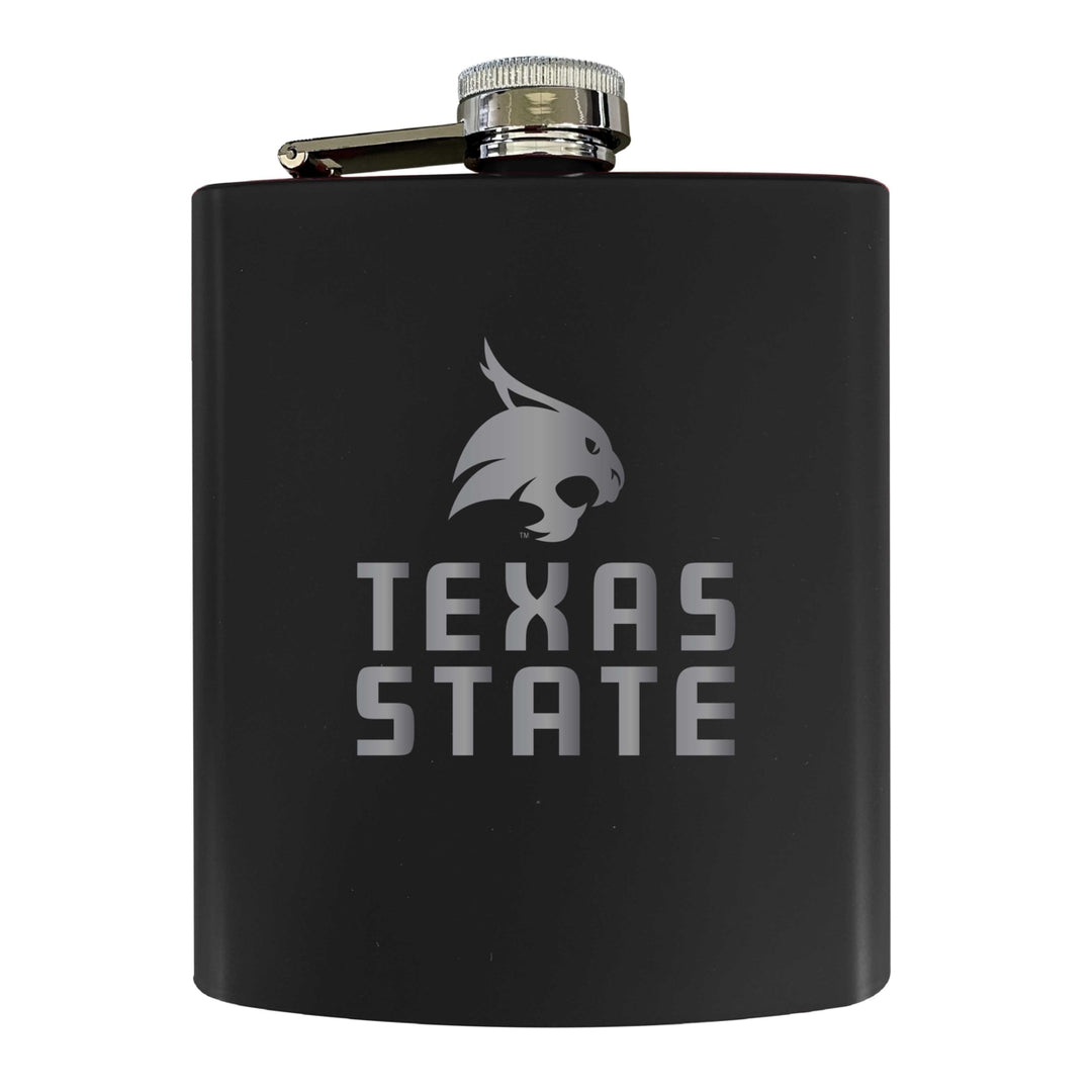 Texas State Bobcats Stainless Steel Etched Flask 7 oz - Officially Licensed Choose Your Color Matte Finish Image 1