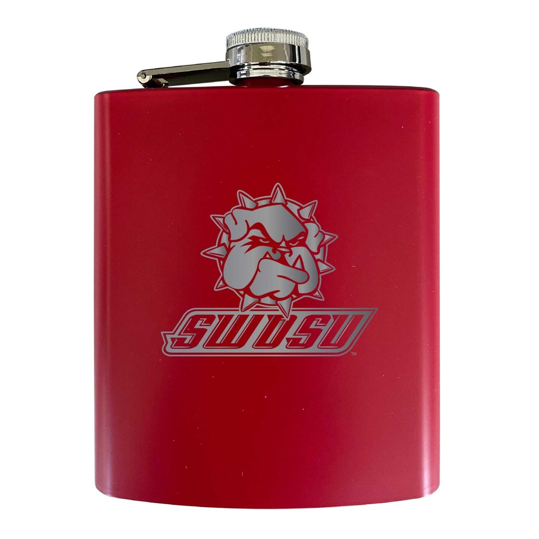 Southwestern Oklahoma State University Stainless Steel Etched Flask 7 oz - Officially Licensed Choose Your Color Matte Image 1