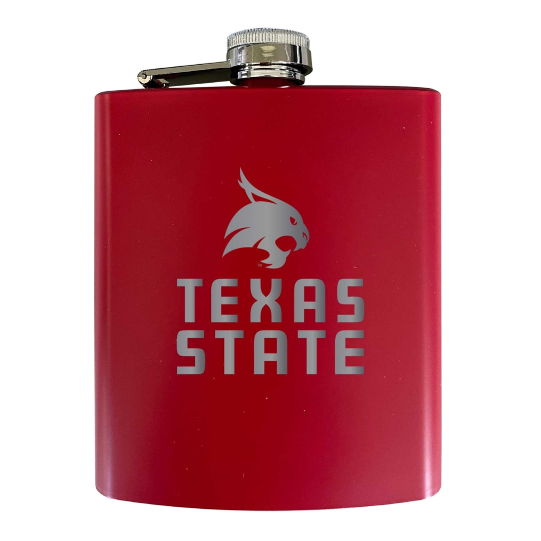 Texas State Bobcats Stainless Steel Etched Flask 7 oz - Officially Licensed Choose Your Color Matte Finish Image 2