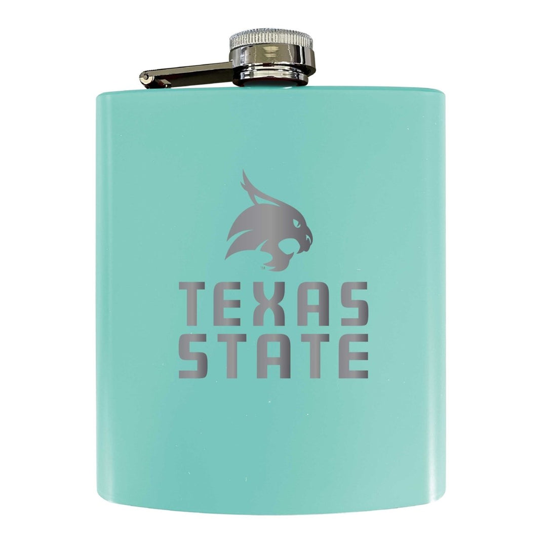 Texas State Bobcats Stainless Steel Etched Flask 7 oz - Officially Licensed Choose Your Color Matte Finish Image 3