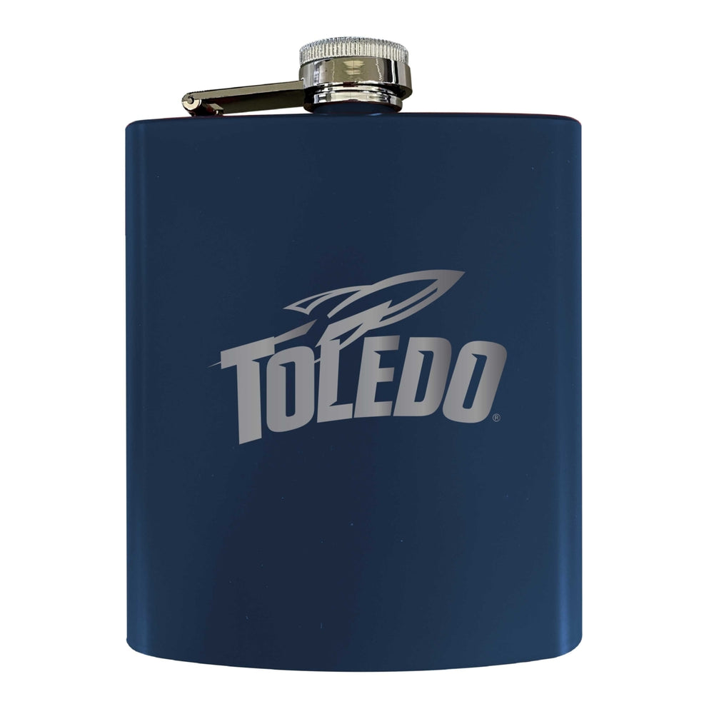 Toledo Rockets Stainless Steel Etched Flask 7 oz - Officially Licensed Choose Your Color Matte Finish Image 2