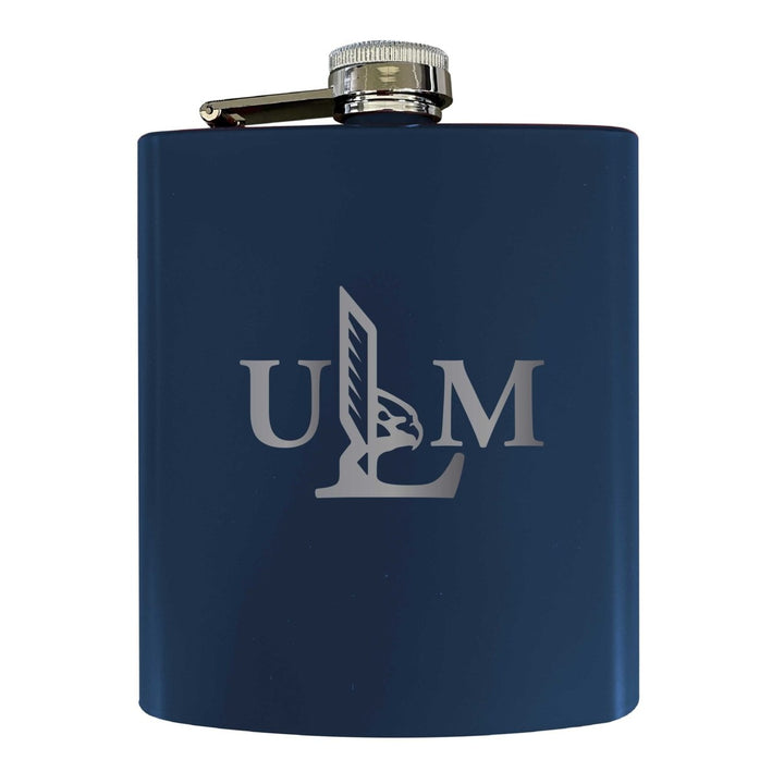 University of Louisiana Monroe Stainless Steel Etched Flask 7 oz - Officially Licensed Choose Your Color Matte Finish Image 2