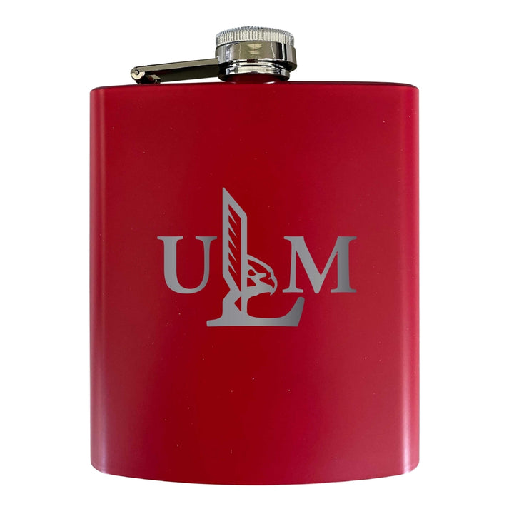 University of Louisiana Monroe Stainless Steel Etched Flask 7 oz - Officially Licensed Choose Your Color Matte Finish Image 3