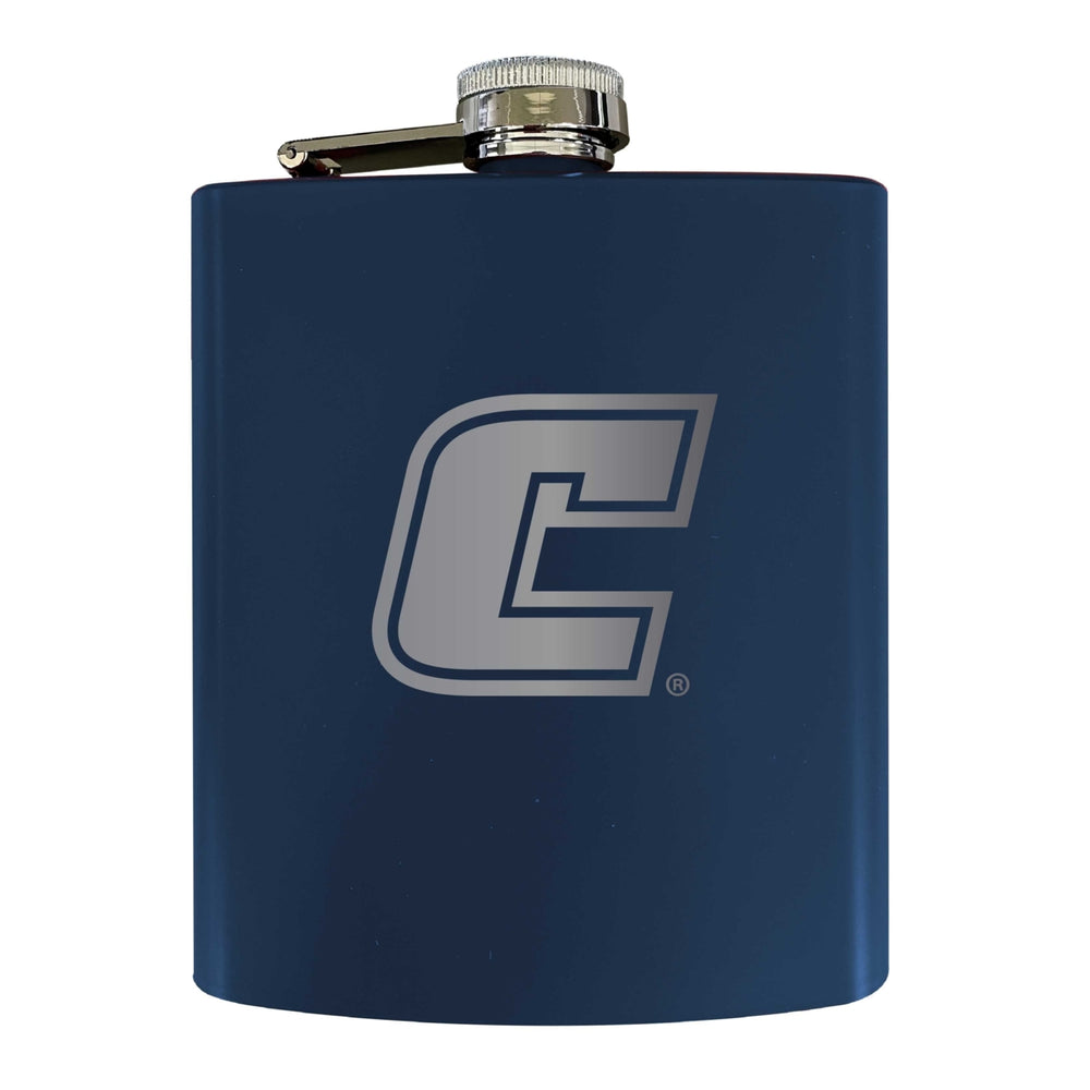 University of Tennessee at Chattanooga Stainless Steel Etched Flask 7 oz - Officially LicensedChoose Your ColorMatte Image 2