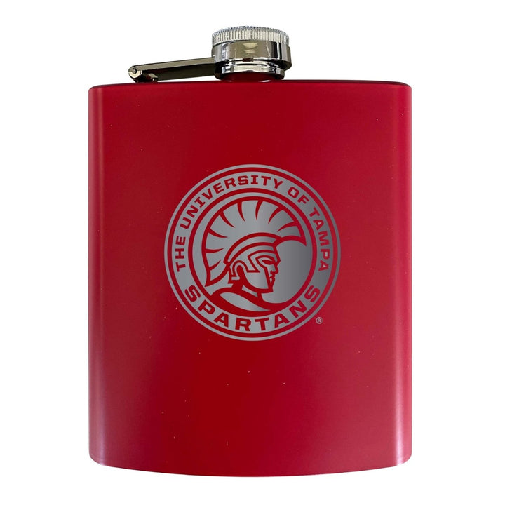 University of Tampa Spartans Stainless Steel Etched Flask 7 oz - Officially Licensed Choose Your Color Matte Finish Image 3