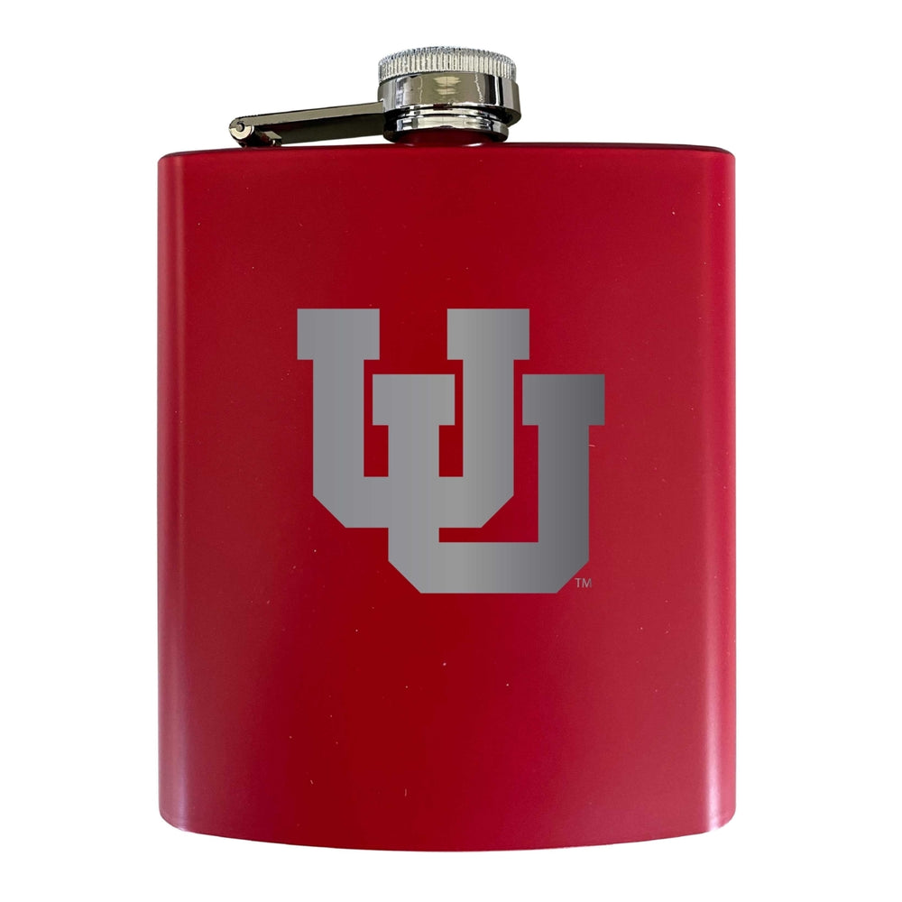 Utah Utes Stainless Steel Etched Flask 7 oz - Officially Licensed Choose Your Color Matte Finish Image 2