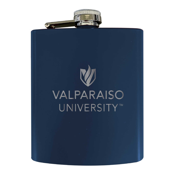 Valparaiso University Stainless Steel Etched Flask 7 oz - Officially Licensed Choose Your Color Matte Finish Image 2