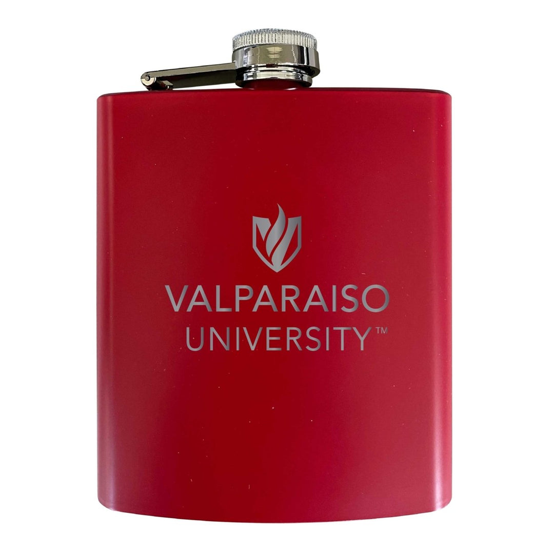 Valparaiso University Stainless Steel Etched Flask 7 oz - Officially Licensed Choose Your Color Matte Finish Image 3