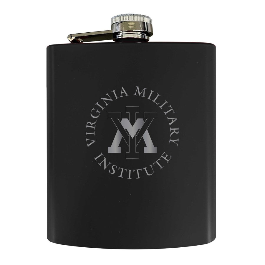 VMI Keydets Stainless Steel Etched Flask 7 oz - Officially LicensedChoose Your ColorMatte Finish Image 1