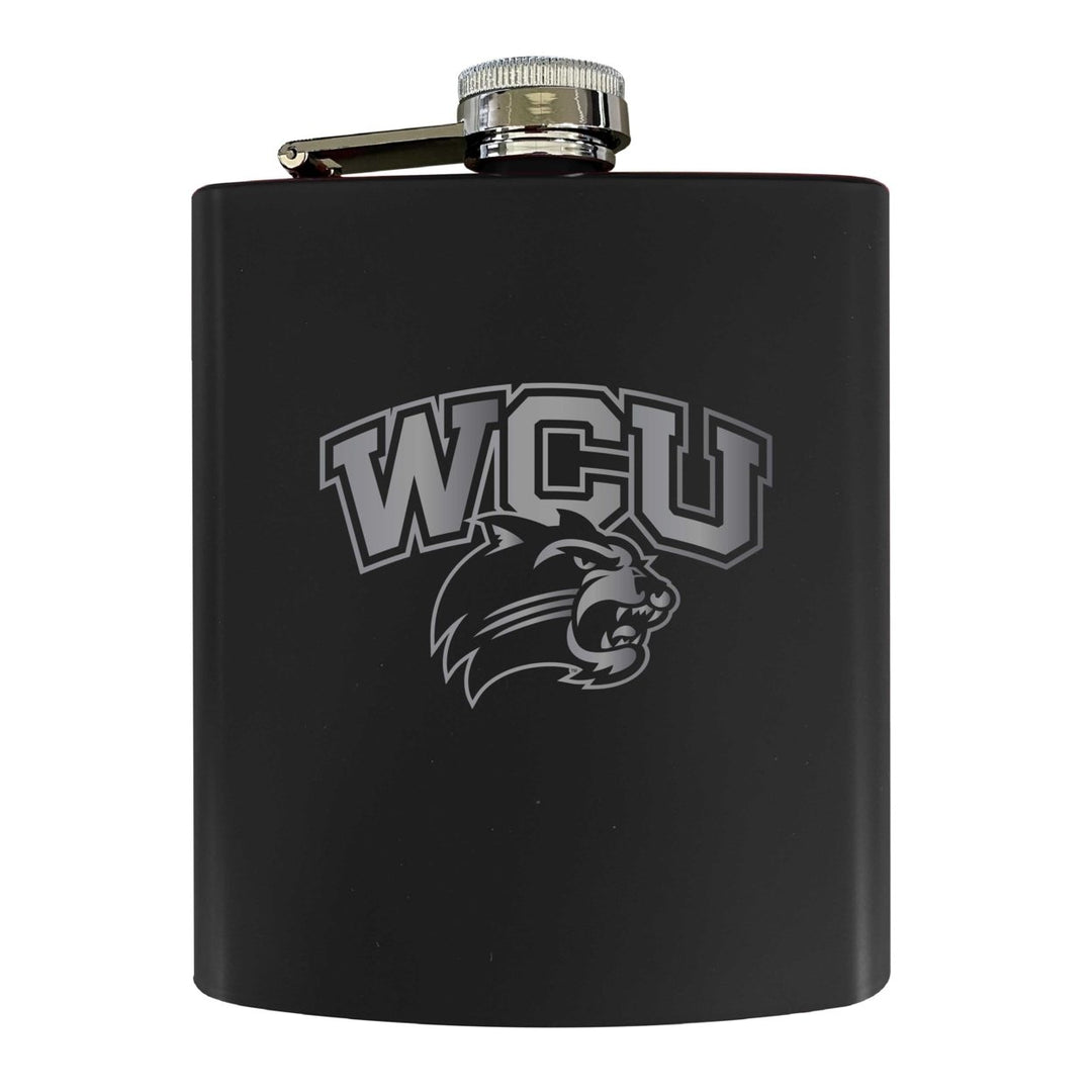 Western Carolina University Stainless Steel Etched Flask 7 oz - Officially Licensed Choose Your Color Matte Finish Image 1