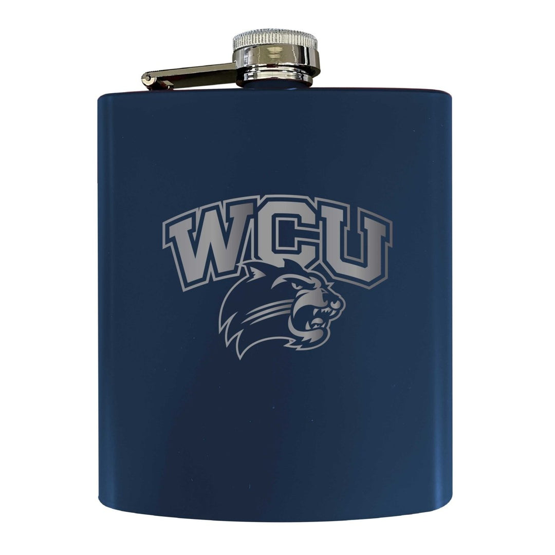 Western Carolina University Stainless Steel Etched Flask 7 oz - Officially Licensed Choose Your Color Matte Finish Image 2