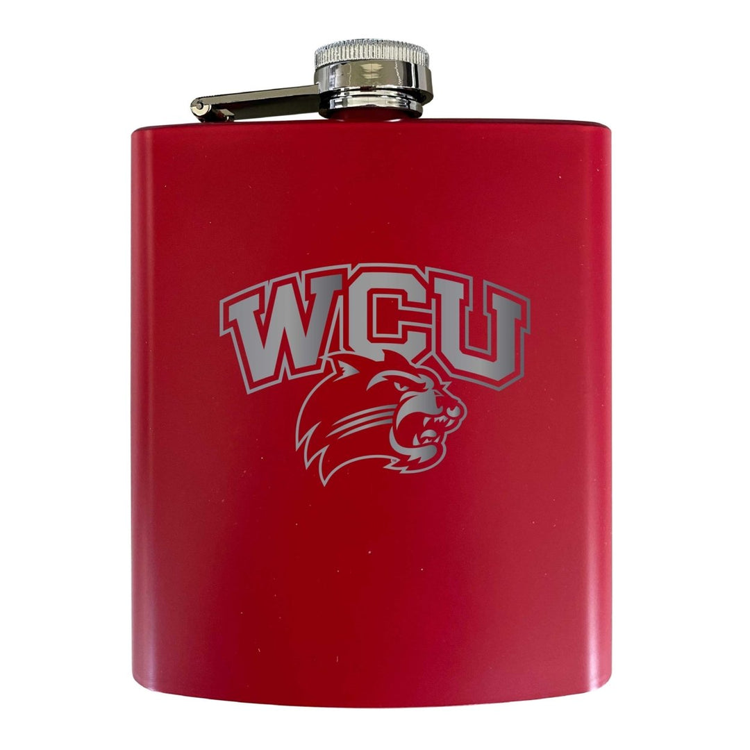 Western Carolina University Stainless Steel Etched Flask 7 oz - Officially Licensed Choose Your Color Matte Finish Image 3