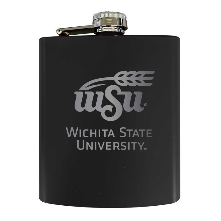 Wichita State Shockers Stainless Steel Etched Flask 7 oz - Officially Licensed Choose Your Color Matte Finish Image 1