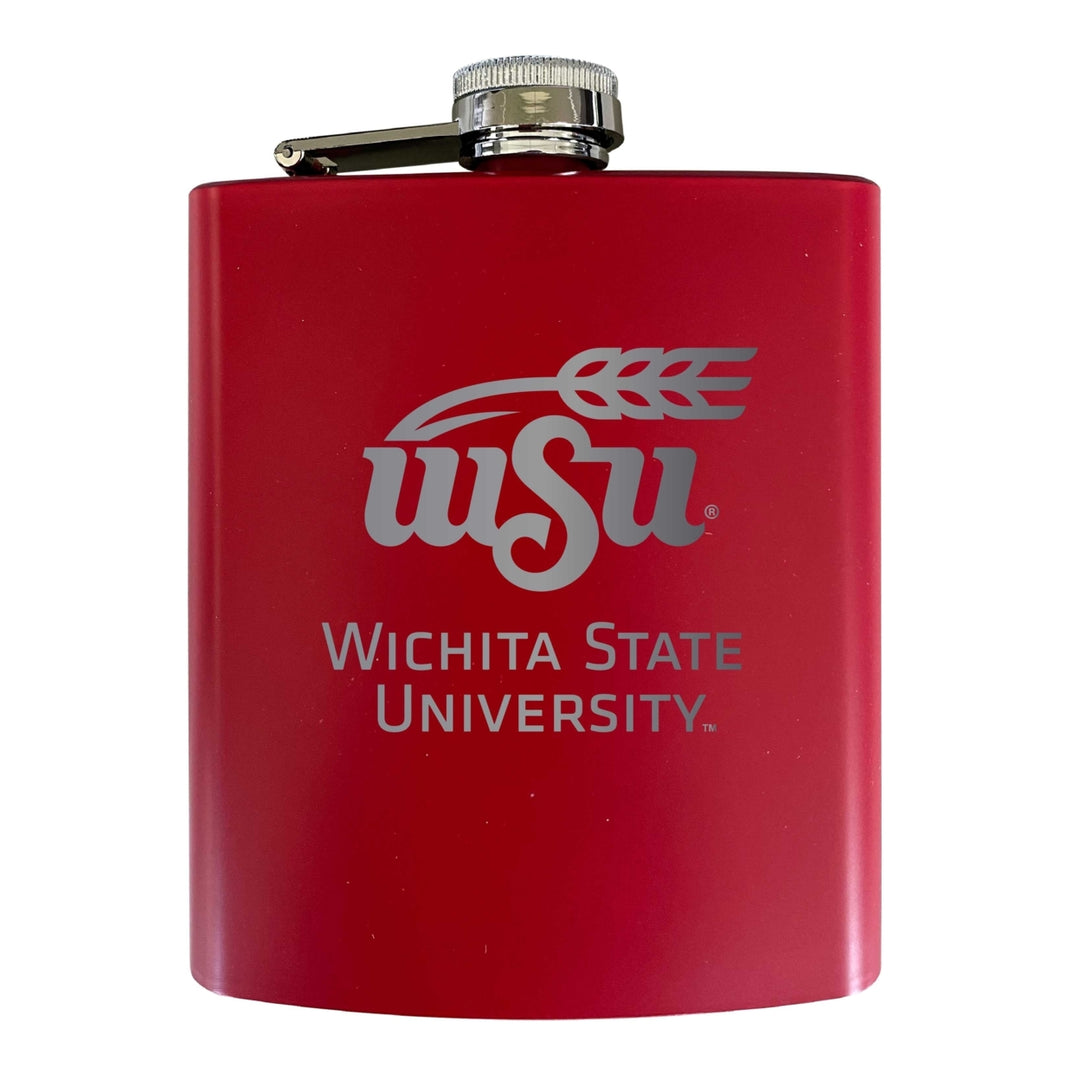 Wichita State Shockers Stainless Steel Etched Flask 7 oz - Officially Licensed Choose Your Color Matte Finish Image 3