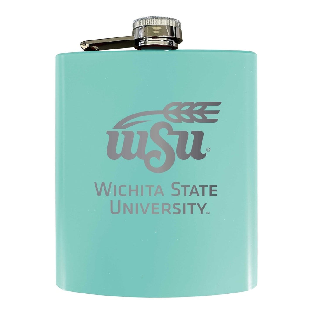 Wichita State Shockers Stainless Steel Etched Flask 7 oz - Officially Licensed Choose Your Color Matte Finish Image 4