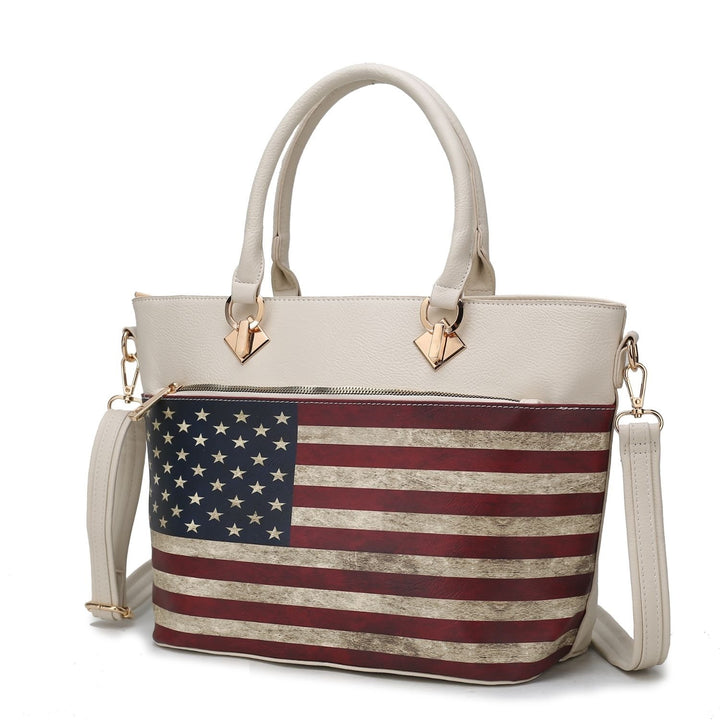 MKF Collection Lilian Vegan Leather Multi-Functional Shoulder Bag Womens FLAG Tote Handbag by Mia K Image 2