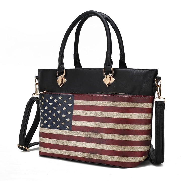 MKF Collection Lilian Vegan Leather Multi-Functional Shoulder Bag Womens FLAG Tote Handbag by Mia K Image 3