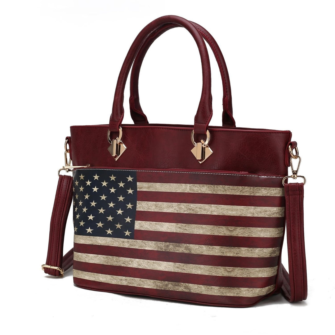 MKF Collection Lilian Vegan Leather Multi-Functional Shoulder Bag Womens FLAG Tote Handbag by Mia K Image 4