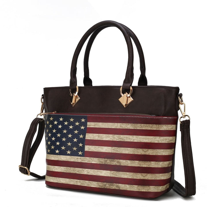 MKF Collection Lilian Vegan Leather Multi-Functional Shoulder Bag Womens FLAG Tote Handbag by Mia K Image 4