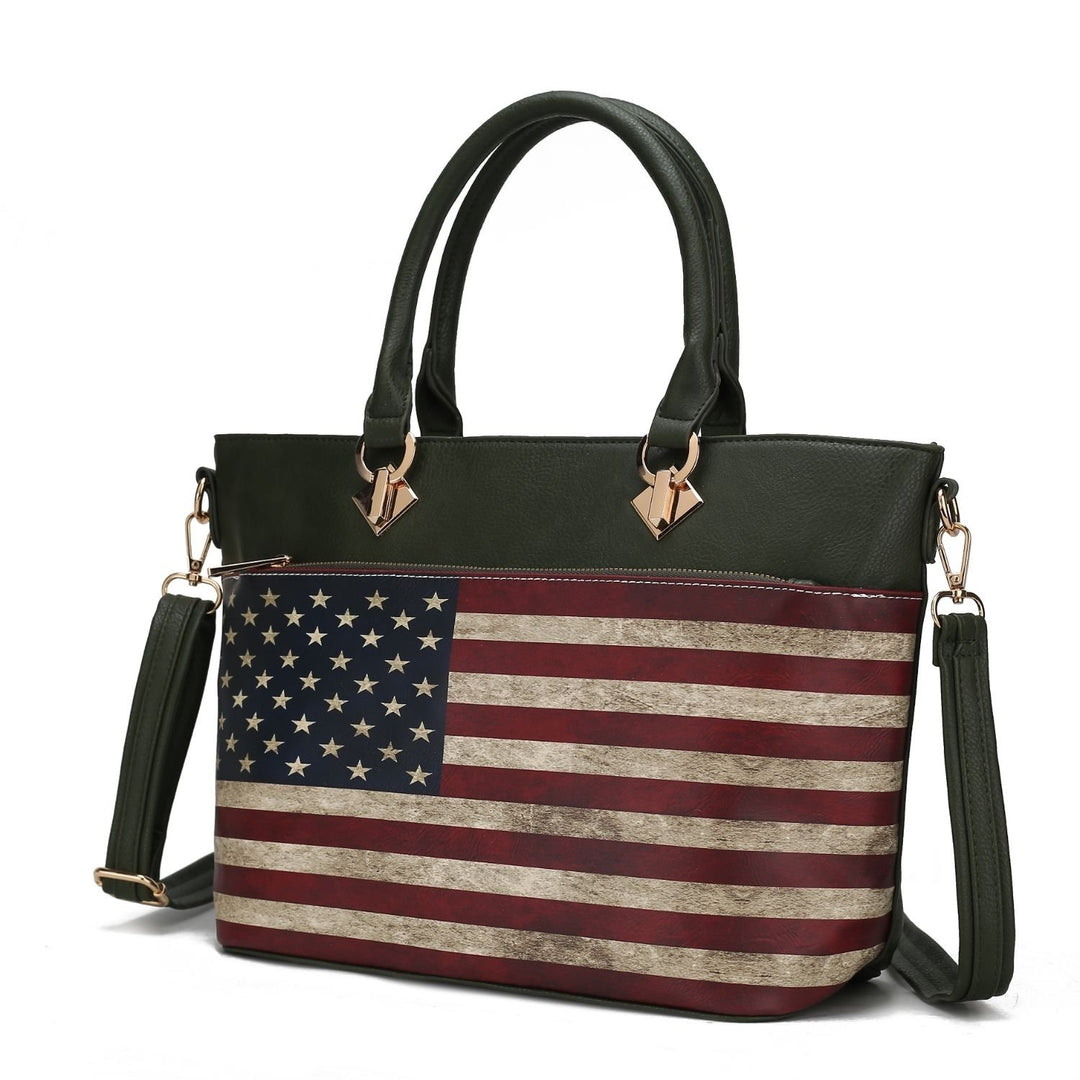 MKF Collection Lilian Vegan Leather Multi-Functional Shoulder Bag Womens FLAG Tote Handbag by Mia K Image 6