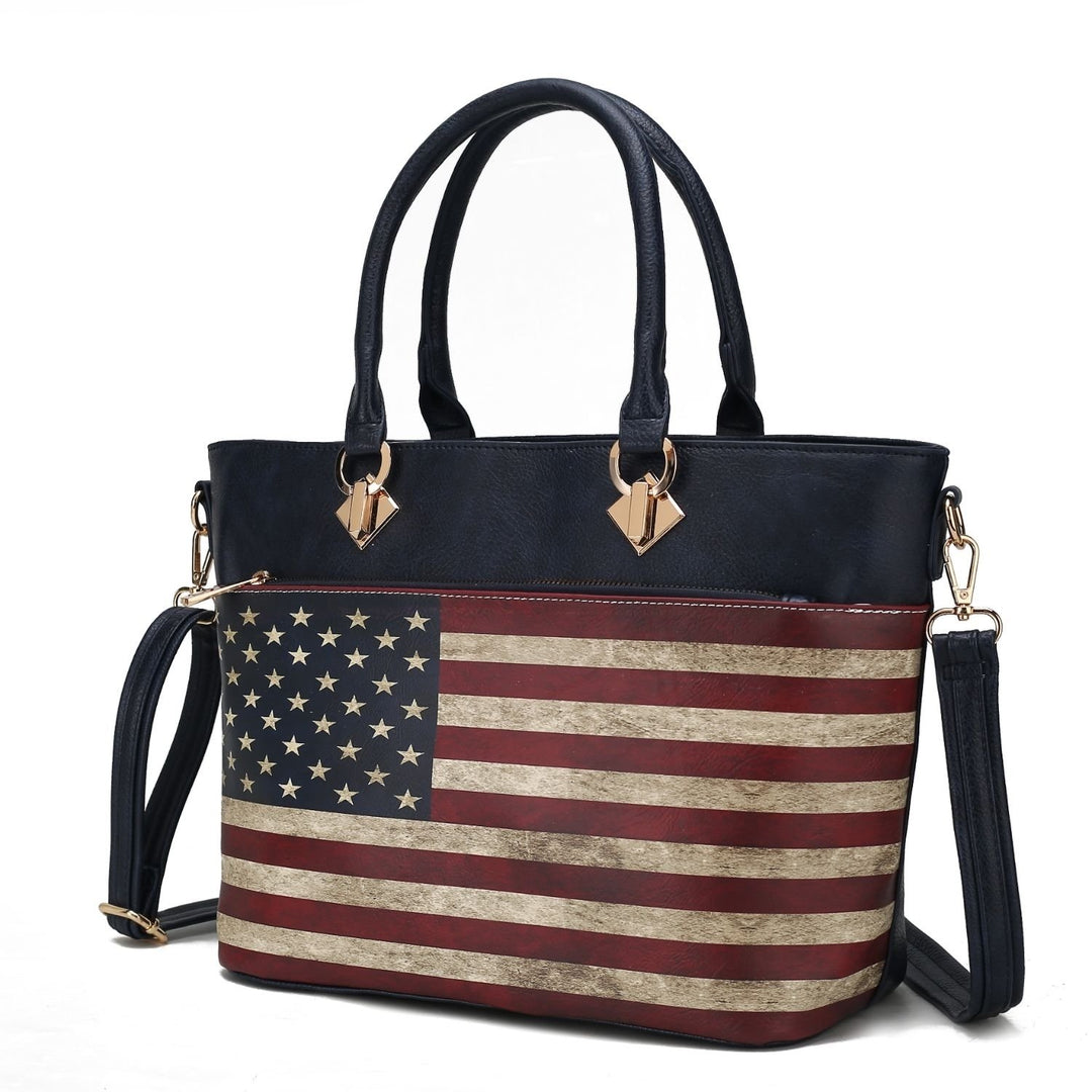 MKF Collection Lilian Vegan Leather Multi-Functional Shoulder Bag Womens FLAG Tote Handbag by Mia K Image 7