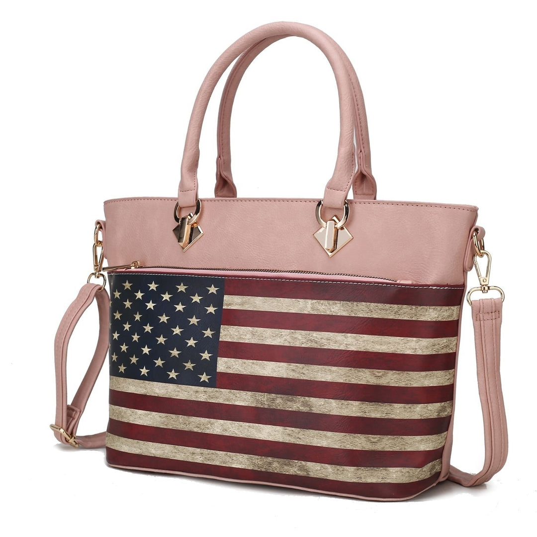 MKF Collection Lilian Vegan Leather Multi-Functional Shoulder Bag Womens FLAG Tote Handbag by Mia K Image 8