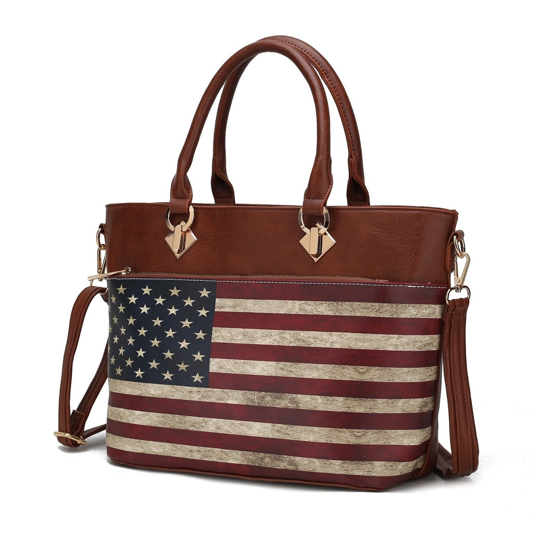 MKF Collection Lilian Vegan Leather Multi-Functional Shoulder Bag Womens FLAG Tote Handbag by Mia K Image 9