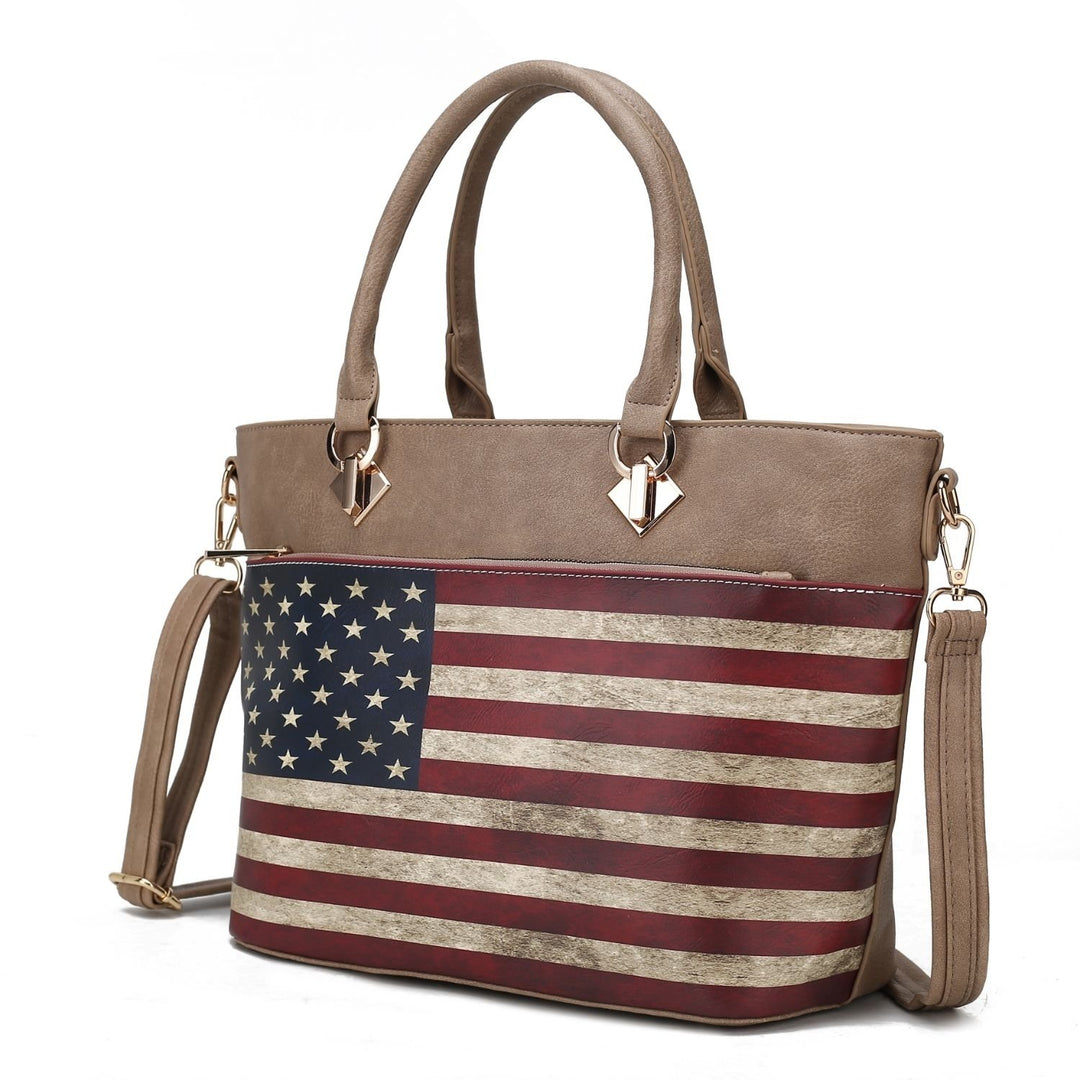 MKF Collection Lilian Vegan Leather Multi-Functional Shoulder Bag Womens FLAG Tote Handbag by Mia K Image 10