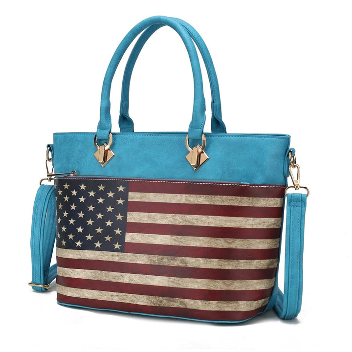 MKF Collection Lilian Vegan Leather Multi-Functional Shoulder Bag Womens FLAG Tote Handbag by Mia K Image 11