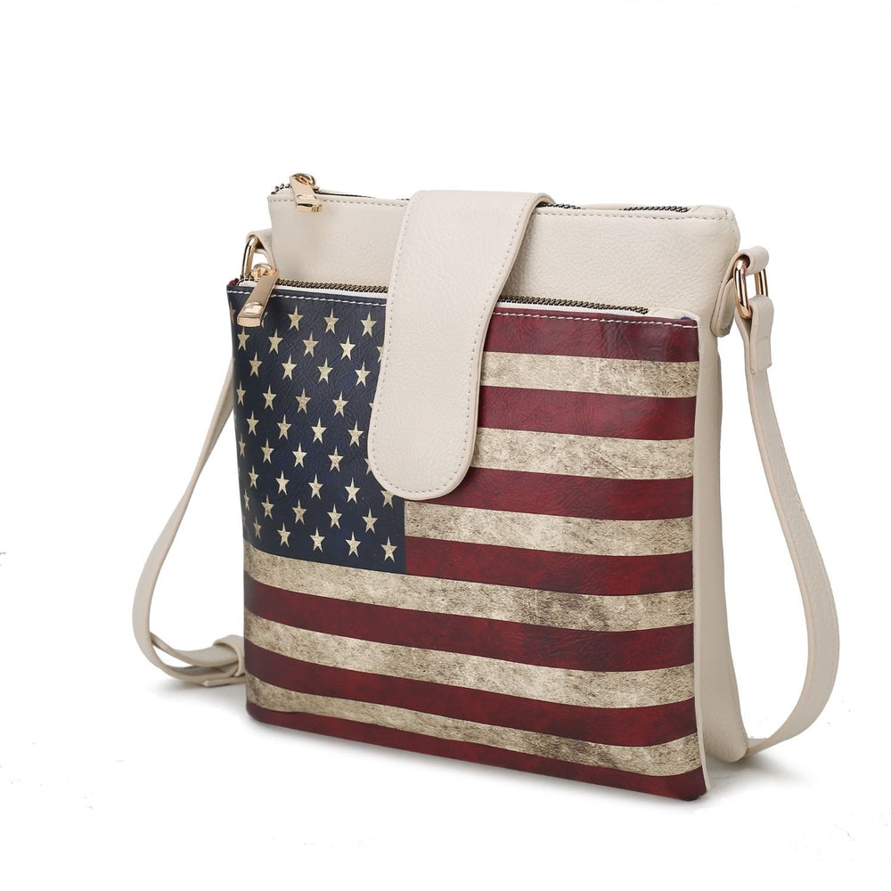 MKF Collection Josephine Vegan Leather Multi-Functional Shoulder Bag Womens FLAG Crossbody Handbag by Mia K Image 2