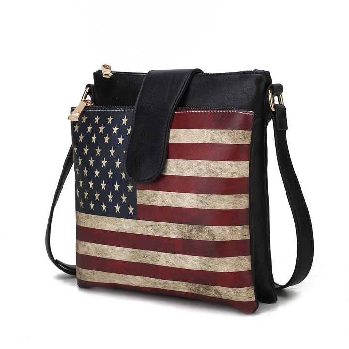 MKF Collection Josephine Vegan Leather Multi-Functional Shoulder Bag Womens FLAG Crossbody Handbag by Mia K Image 3