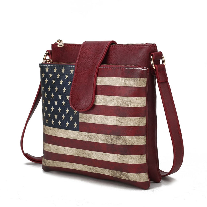 MKF Collection Josephine Vegan Leather Multi-Functional Shoulder Bag Womens FLAG Crossbody Handbag by Mia K Image 4