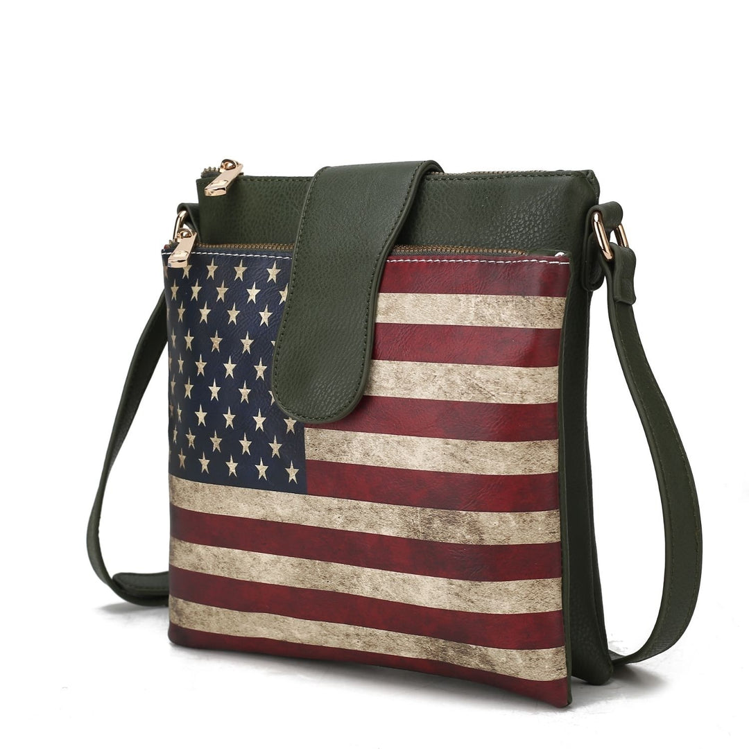 MKF Collection Josephine Vegan Leather Multi-Functional Shoulder Bag Womens FLAG Crossbody Handbag by Mia K Image 6