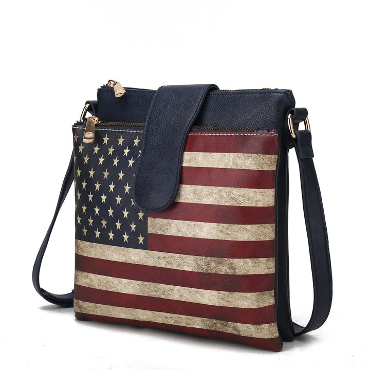 MKF Collection Josephine Vegan Leather Multi-Functional Shoulder Bag Womens FLAG Crossbody Handbag by Mia K Image 7