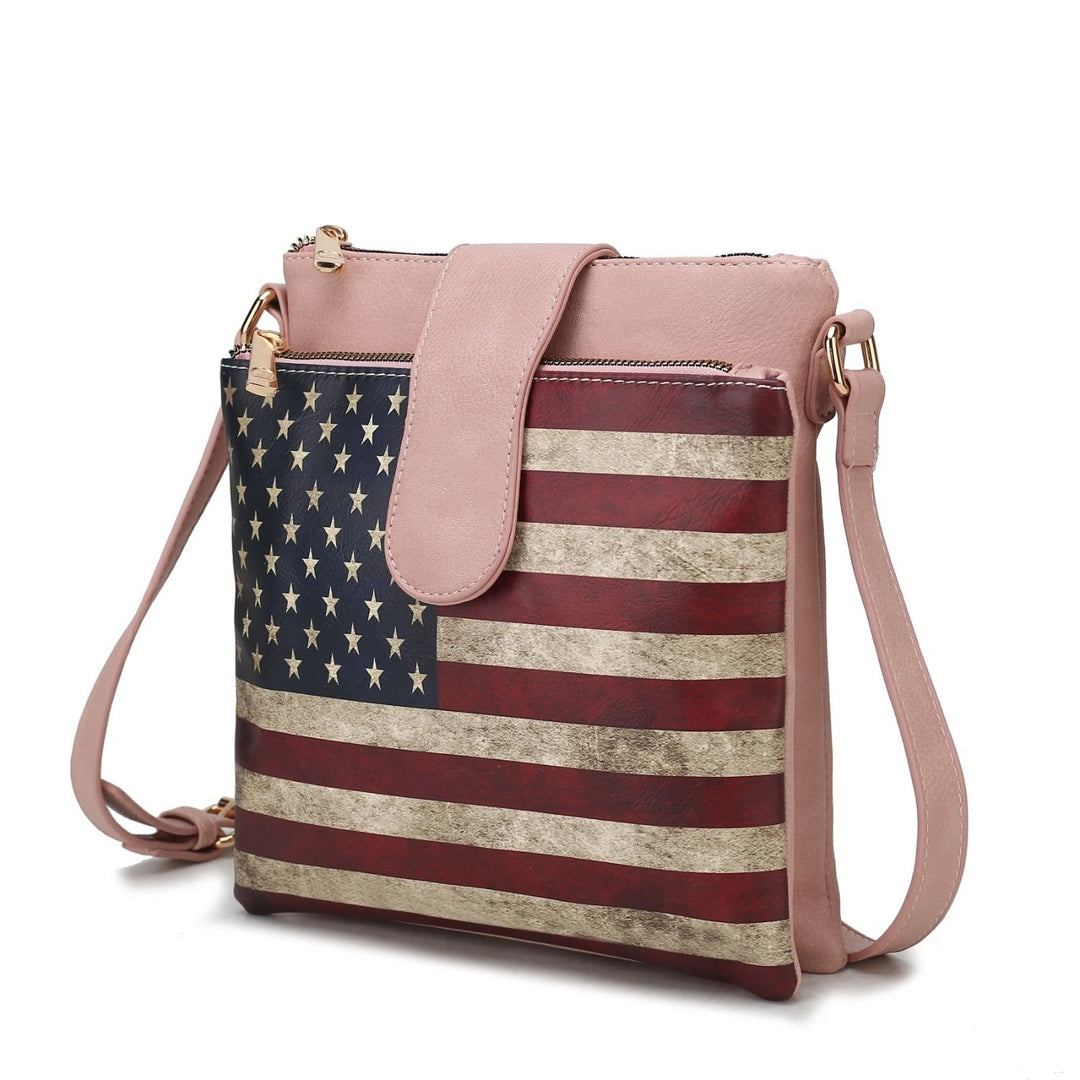 MKF Collection Josephine Vegan Leather Multi-Functional Shoulder Bag Womens FLAG Crossbody Handbag by Mia K Image 8