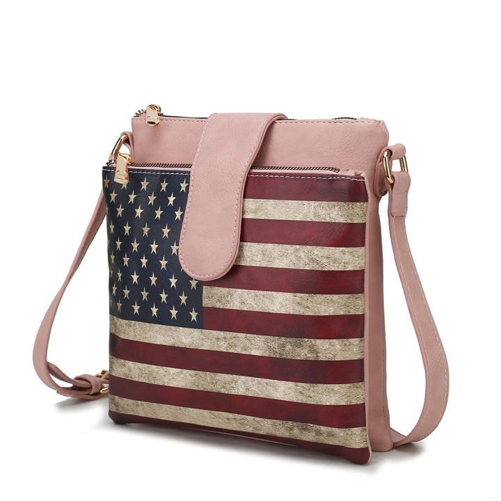 MKF Collection Josephine Vegan Leather Multi-Functional Shoulder Bag Womens FLAG Crossbody Handbag by Mia K Image 1