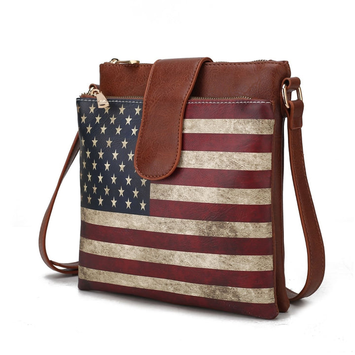 MKF Collection Josephine Vegan Leather Multi-Functional Shoulder Bag Womens FLAG Crossbody Handbag by Mia K Image 9