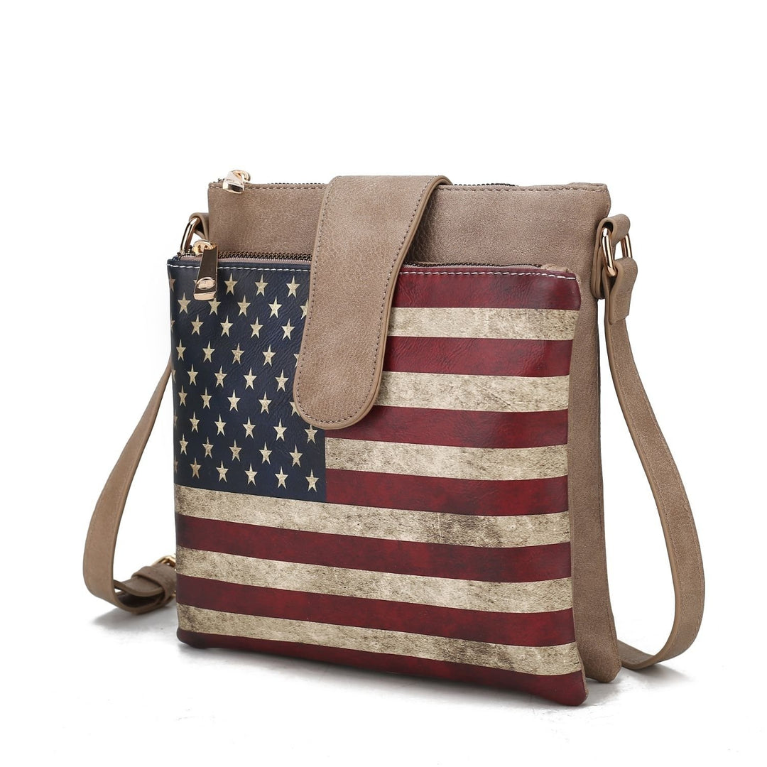 MKF Collection Josephine Vegan Leather Multi-Functional Shoulder Bag Womens FLAG Crossbody Handbag by Mia K Image 10